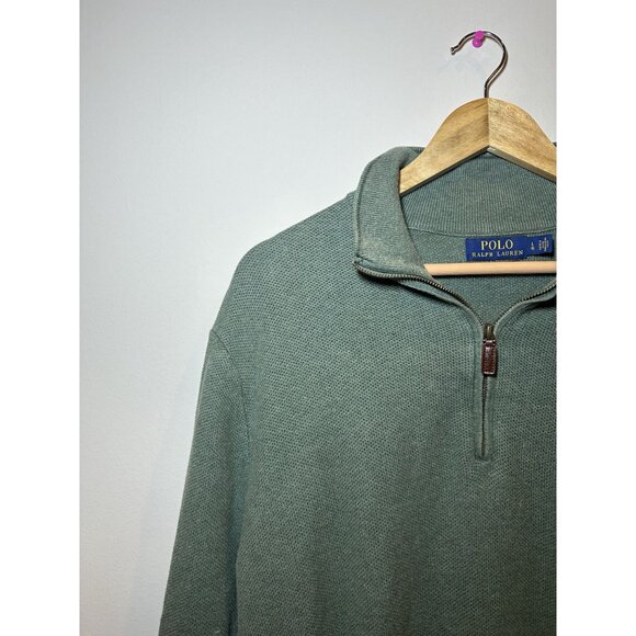 Light Green Ralph Lauren Quarter Zip Size Large Pima Cotton - Picture 3 of 5